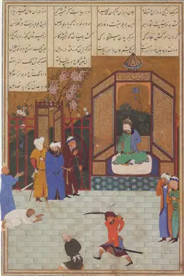 Emîr Hüsrev Dihlevî, Hamse, fol. execution-before-a-king-cbl-163-f-28r