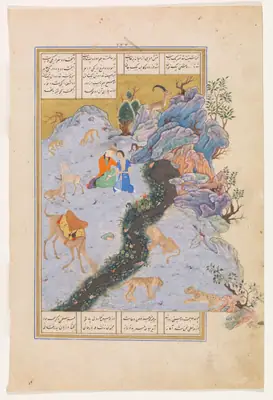 Emîr Hüsrev Dihlevî, Hamse, fol. layla-and-majnun-in-the-desert-cbl-per-163-120