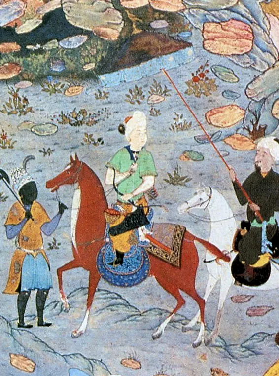 Emîr Hüsrev Dihlevî, Heşt Bihişt, fol. hunting-scene-from-the-hast-bahist-by-kamal-al-din-bihzad-he-2. Topkapı Sarayı Müzesi Kütüphanesi (tarama: Wikimedia Commons)
