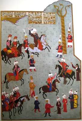 Fatih Sultan Mehmed’in Atmeydanı’ndaki Yılanlı Sütun’a şeşper atışı; düşük çözünürlük — Anafarta levha 28