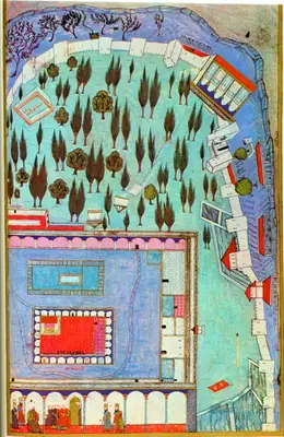 Topkapı üçüncü avlu, sağ sayfa (Fehér taraması)