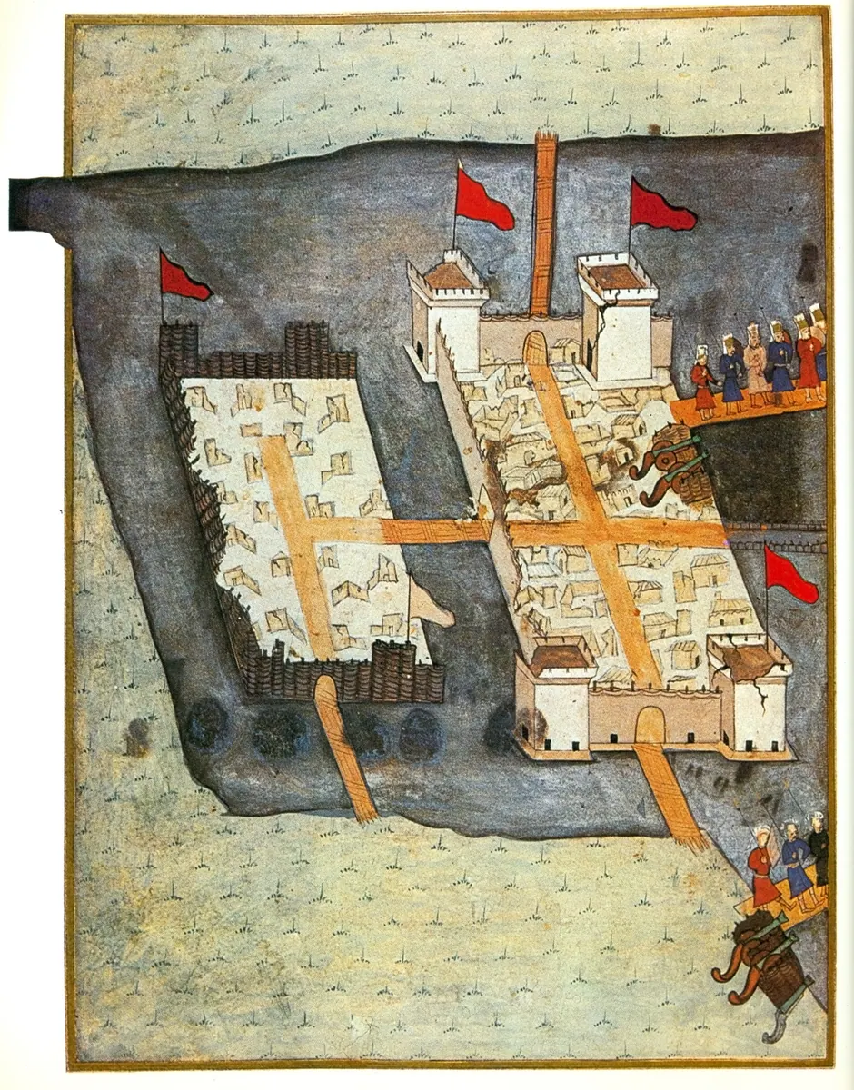 Siege of Szigetvár 1566 A (2478×3162) — Nüzhet-i Esrârü'l-Ahbâr der Sefer-i Sigetvar minyatürü (Wikimedia Commons)