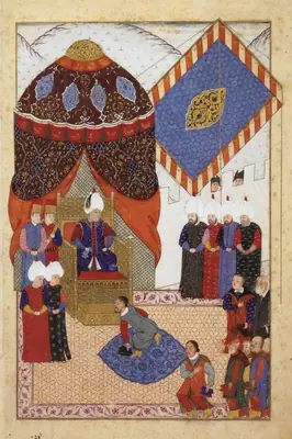 Suleiman I receiving the Transylvanian prince Janos Zsigmond near the town of Zimony in 1566. Painted by Nakka (1768×2658)
