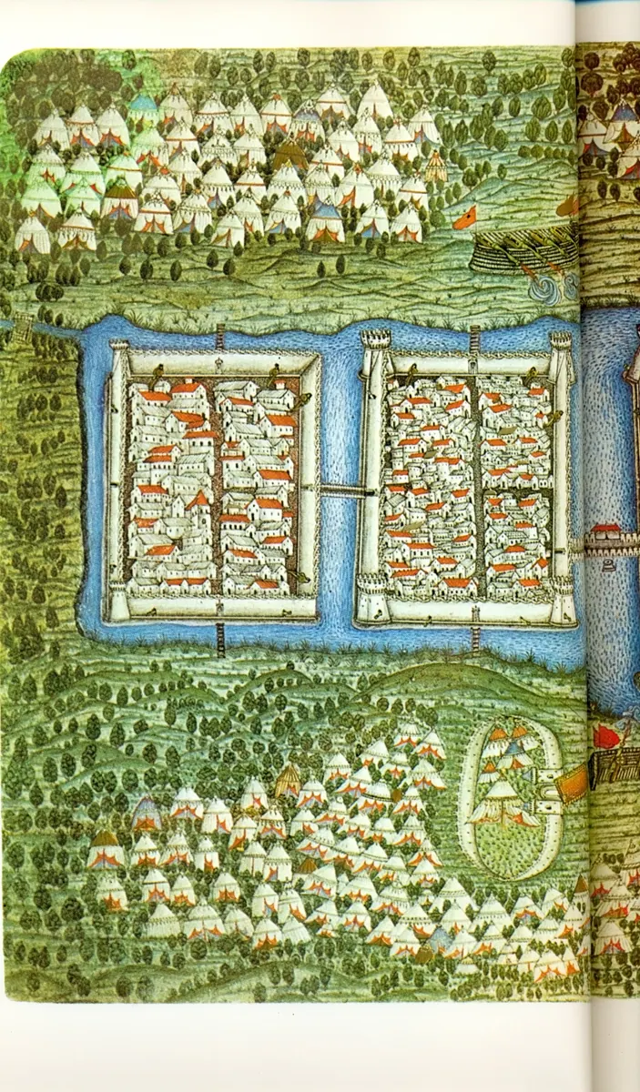 Szigetvár before the siege - A (2056×3508) — Nüzhet-i Esrârü'l-Ahbâr der Sefer-i Sigetvar minyatürü (Wikimedia Commons)