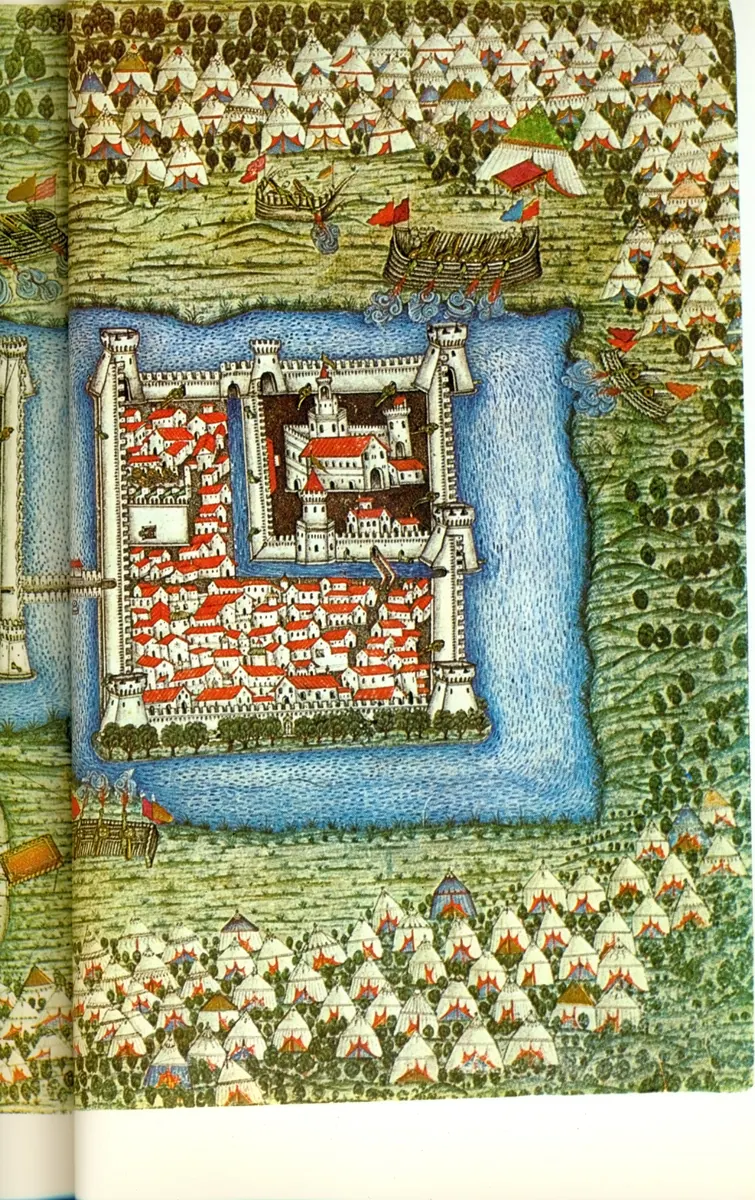 Szigetvár before the siege - B (2092×3324) — Nüzhet-i Esrârü'l-Ahbâr der Sefer-i Sigetvar minyatürü (Wikimedia Commons)