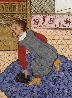 A Transylvanian prince kneeling in front of Suleiman I, near the town of Zimony in 1566. Painted by Nakkaş Osm (412×556)