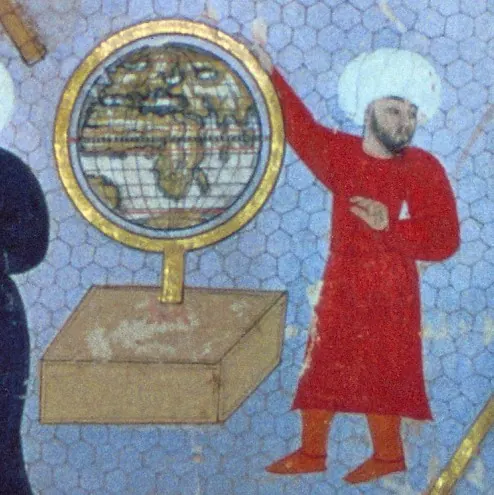 Islam globe (494×495) — Şehinşahnâme I minyatürü (Wikimedia Commons)