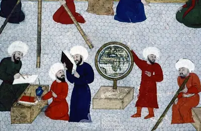 World map. Sehinsahname, volume 1, Ottoman, 1581. Ms. IUK F1404, Istanbul University Library (1000×652)