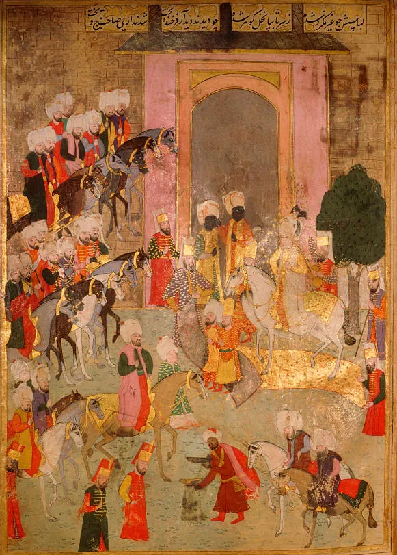 Circumcision ceremony-Mehmed III (1) (581×811) — Şehinşahnâme II minyatürü (Wikimedia Commons)