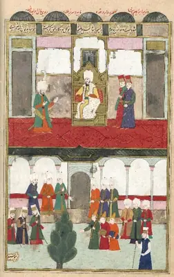 Giving hilat to İbrahim Pasha (95b). TSKM B.200-89a (1582–1588) (1614×2558) — Commons başlığında çelişki: 95b / B.200-89a