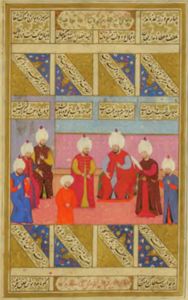 Audience of Fourth Vizier Ahmed Pasha (640×1020) — Şehnâme-i Selîm Hân minyatürü (Wikimedia Commons)