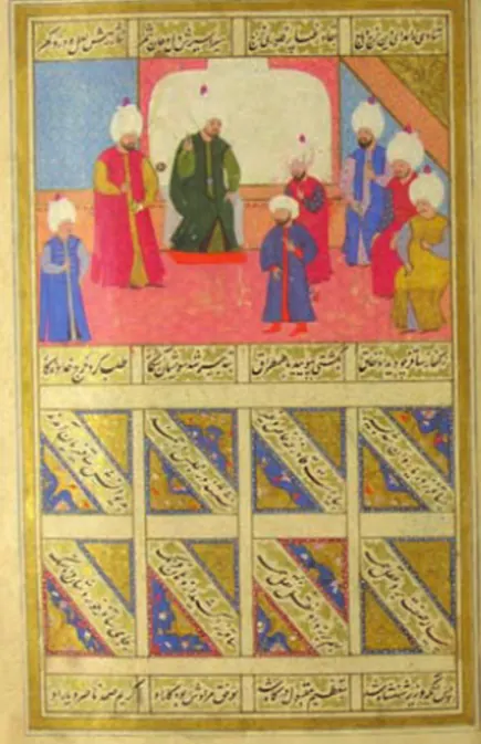 Audience of Third Vizier Piyale Pasha (435×673) — Şehnâme-i Selîm Hân minyatürü (Wikimedia Commons)