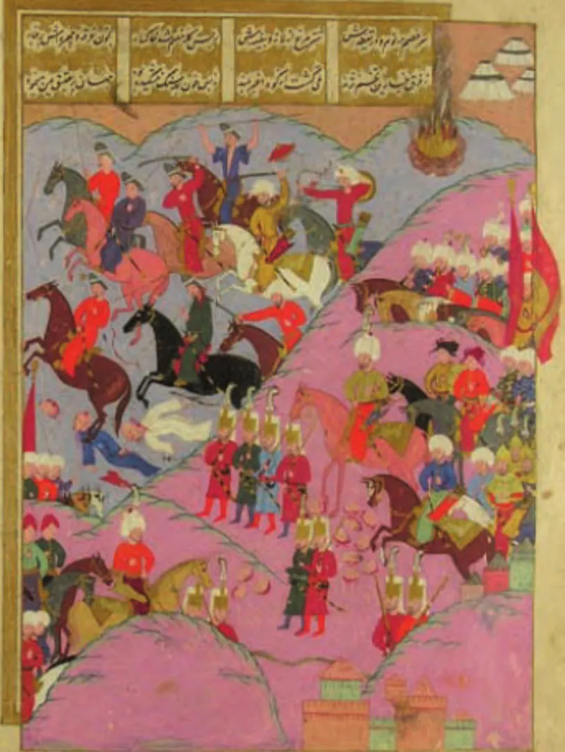 Şehnāme-i Selīm hān TSM, A. 3595, fol. 72b (814×1082) — Şehnâme-i Selîm Hân minyatürü (Wikimedia Commons)