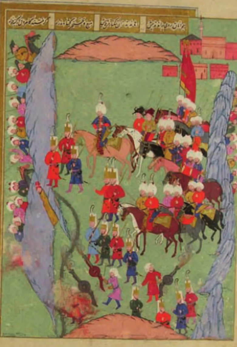 Şehnāme-i Selīm hān TSM, A. 3595, fol. 75b (781×1144) — Şehnâme-i Selîm Hân minyatürü (Wikimedia Commons)