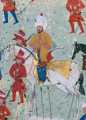 Uluç Ali, Pasha of Algiers, marching on Tunis in 1569. Şahname-ı Selim Han, 1581 (611×858)
