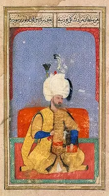 Murad III, folio 63v from 'Kiyafet ül-insaniye', a description of the first twelve Ottoman sultans, 1588-1589  (552×990)