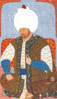 Portrait of Selim II by Nakkaş Osman, Şemâ'ilnâme, 1579, Istanbul, Topkapı Sarayı Müzesi, Н. 1563 (1512×2612)