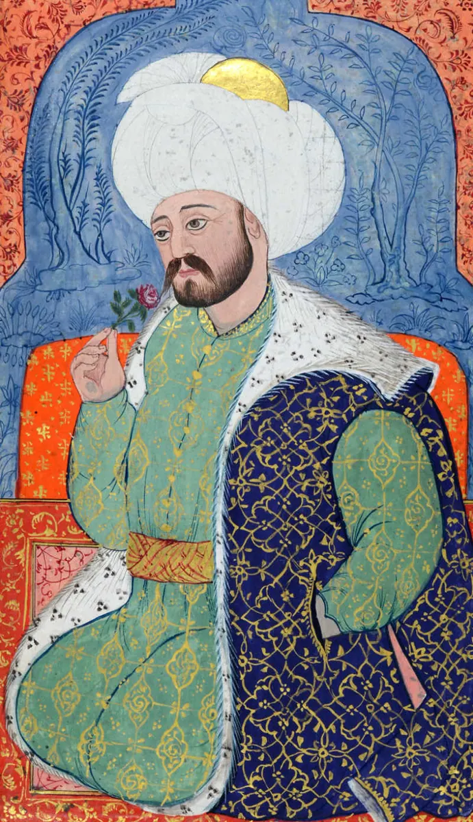 Mehmed I miniature (800×1390) — Kıyâfetü'l-insâniyye fî şemâili'l-Osmâniyye (Şemâilnâme) minyatürü (Wikimedia Commons)