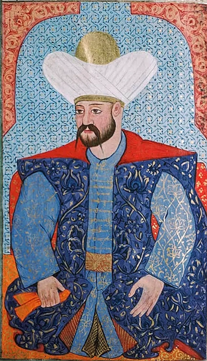 Murad I (773×1342) — Kıyâfetü'l-insâniyye fî şemâili'l-Osmâniyye (Şemâilnâme) minyatürü (Wikimedia Commons)