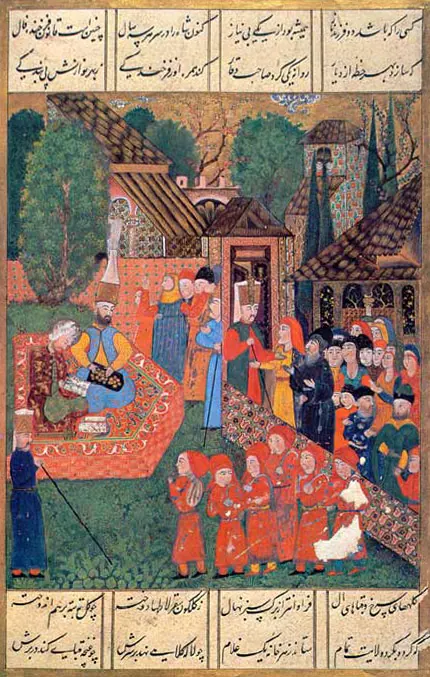 Ârifî, Süleymannâme (1558), Tek yaprak. Topkapı Sarayı Müzesi Kütüphanesi (Wikimedia)