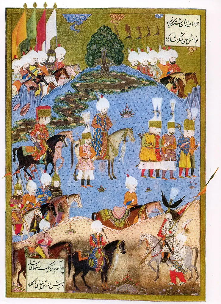Ârifî, Süleymannâme (1558), Tek yaprak. Topkapı Sarayı Müzesi Kütüphanesi (Wikimedia)