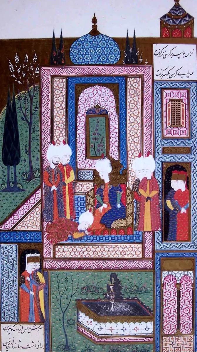 Ârifî, Süleymannâme (1558), Tek yaprak. Topkapı Sarayı Müzesi Kütüphanesi (Wikimedia)