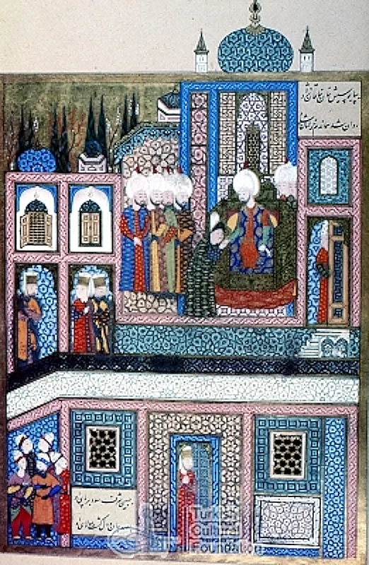 Ârifî, Süleymannâme (1558), Tek yaprak. Topkapı Sarayı Müzesi Kütüphanesi (Wikimedia)