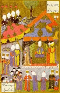 Ârifî, Süleymannâme (1558), Tek yaprak. Topkapı Sarayı Müzesi Kütüphanesi (Wikimedia)