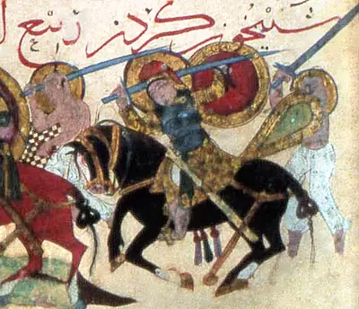 m3 · Rabi, armoured with lamellar jawshan cuirasses plus mail hauberks beneath his tunic. Armed with long · 2304×1984