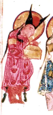 m5 · Gulshāh in the tent of Rabī‘, seated on a throne, with whom there is a servant. To the right and lef · 431×925