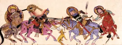 m11 · Varka and Golshah. Battle scene 1. Mid 13th century Seljuk Anatolia · 1900×714