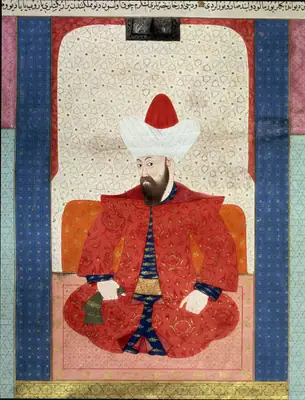 Portrait of the Sultan of the Ottoman Empire Orhan (Orkhan or Urchan) (1281-1360)' Miniature from 'Zubdat al T (963×1260)